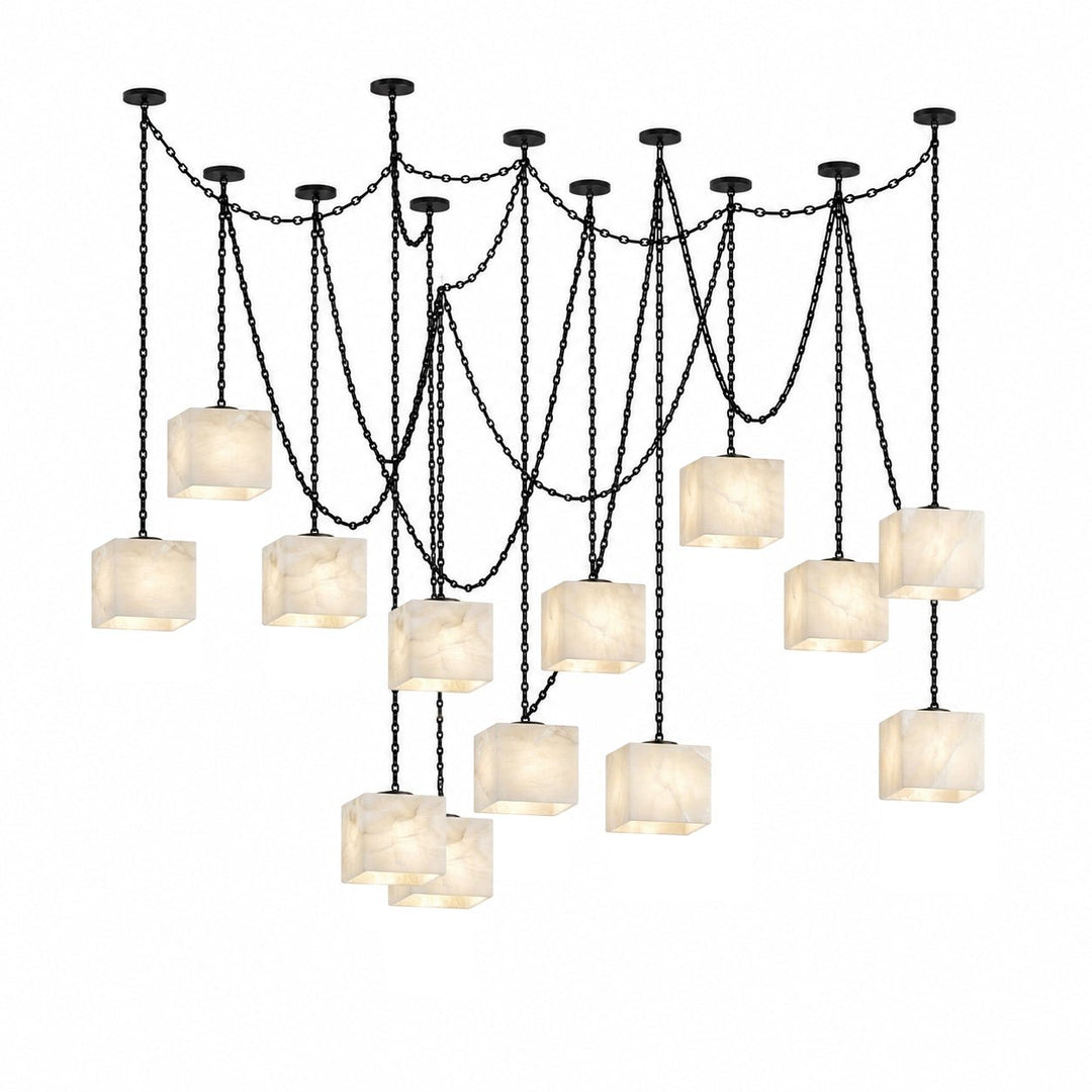 Frosted Alabaster Multi-Light Hardwired Chandelier
