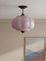Load image into Gallery viewer, Vintage Milk Glass Semi Flush Mount Eloise Pendant Light
