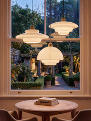 Multi-Tiered Milky White Pendant Light - Modern Glass Lamp for Dining Room