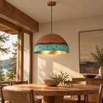 Load image into Gallery viewer, Copper Patina Dome Pendant with two shade sizes and a wide dome - New2609-1024557 interior scene