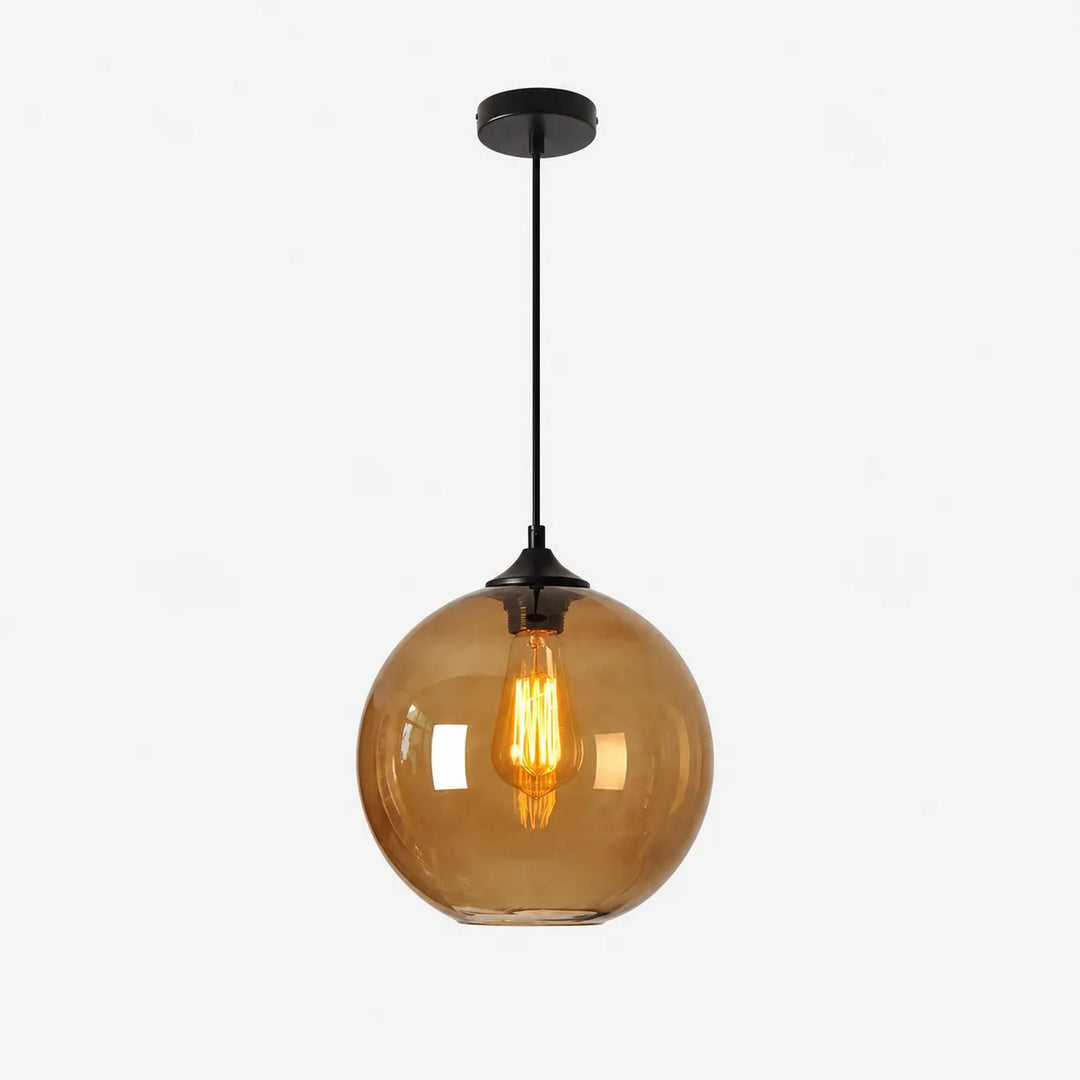 Smoky Gray Glass Globe Pendant Light