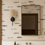 Cargar imagen en el visor de la Galería, Fabric wall sconce beside a wall mirror