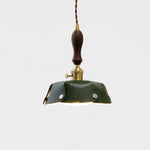 Load image into Gallery viewer, Single Pendant Deep Green Leather Shade Dia. 20 cm / 7.9 in