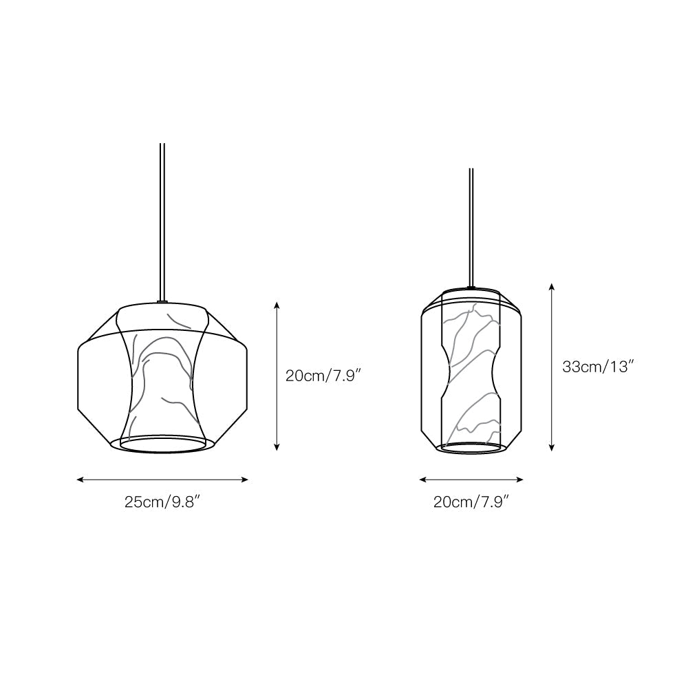 Suspension en verre et albâtre