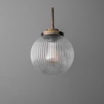 Load image into Gallery viewer, Glorica Glass Aged Brass Wall Sconce - Ribbed Glass Shade Industrial Style Lighting
