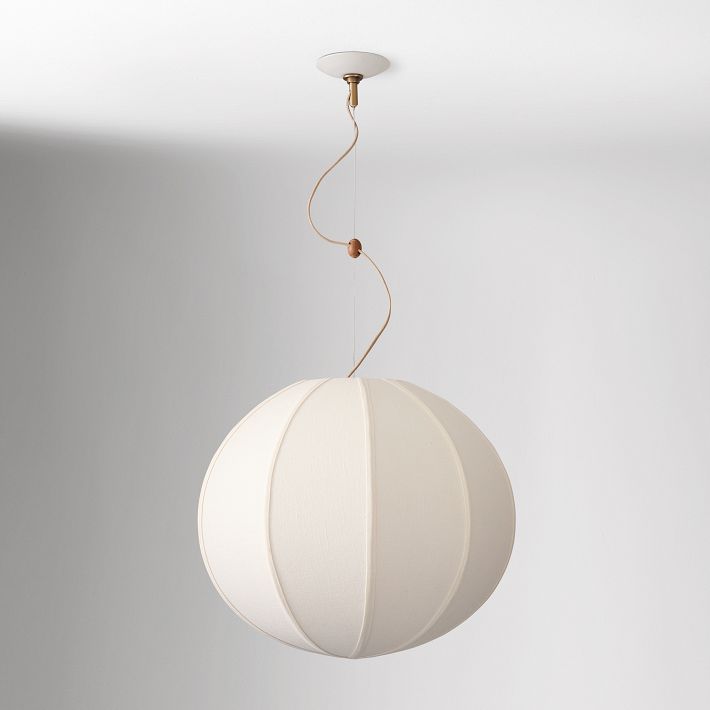 Lámpara colgante Alvian: pantalla de lino con altura ajustable para un comedor acogedor