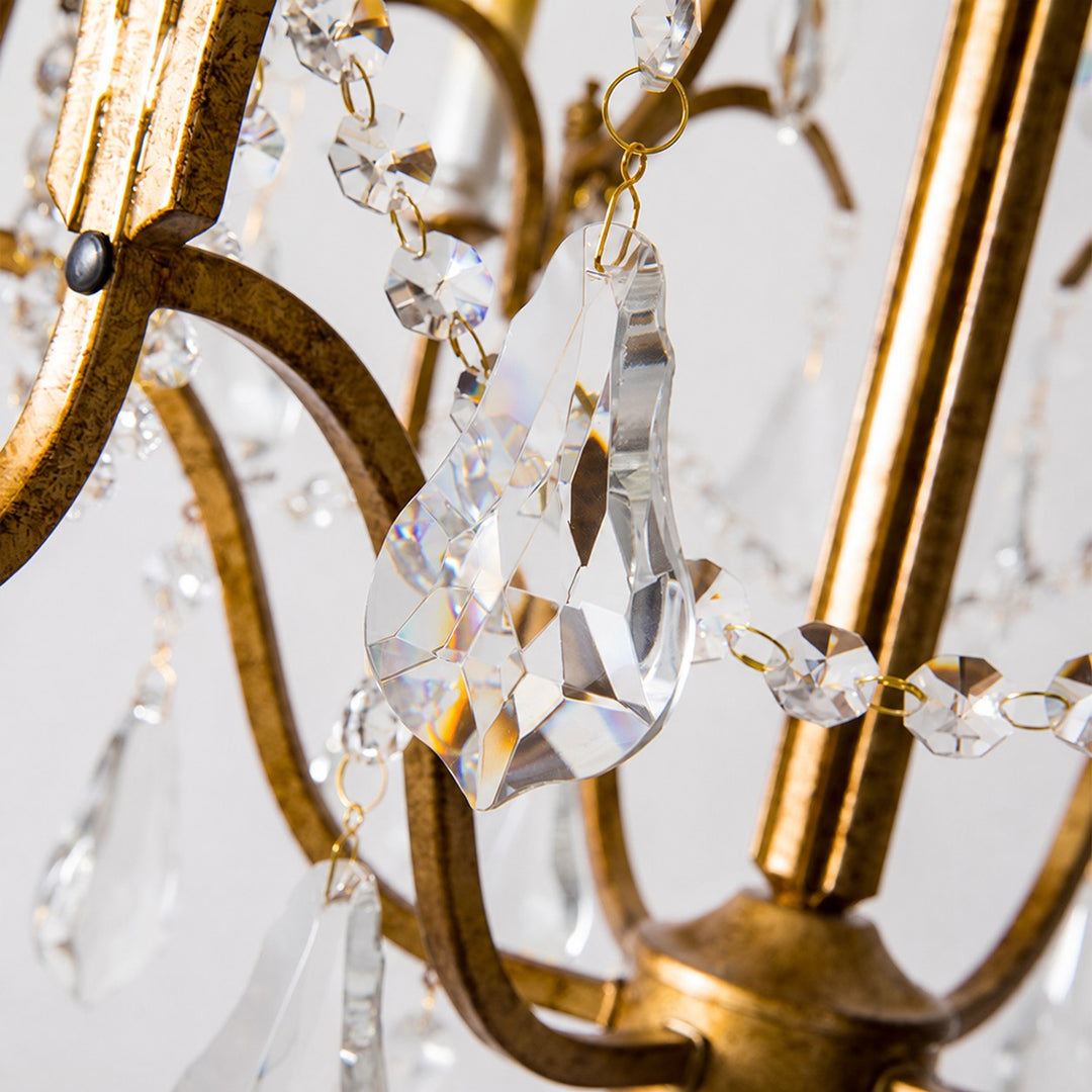 Antique Iron Crystal Candle Chandelier