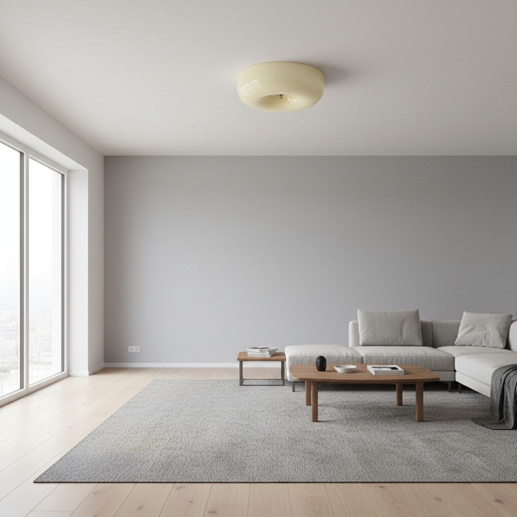 Lámpara de techo Opalune Art Deco con diseño de pudín – Iluminación elegante para interiores modernos N06