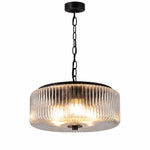 Load image into Gallery viewer, Black pendant ribbed glass ceiling lamp