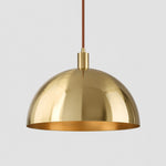 Load image into Gallery viewer, Bright brass half dome pendant 40 cm