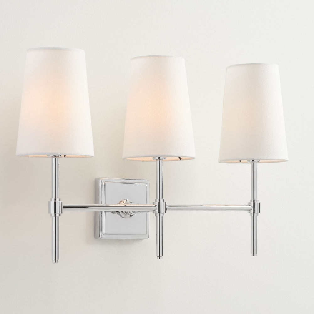 Lámpara de pared Rowan con pantalla de lino blanco elegante – Lámpara de pared retro de metal para dormitorio y pasillo