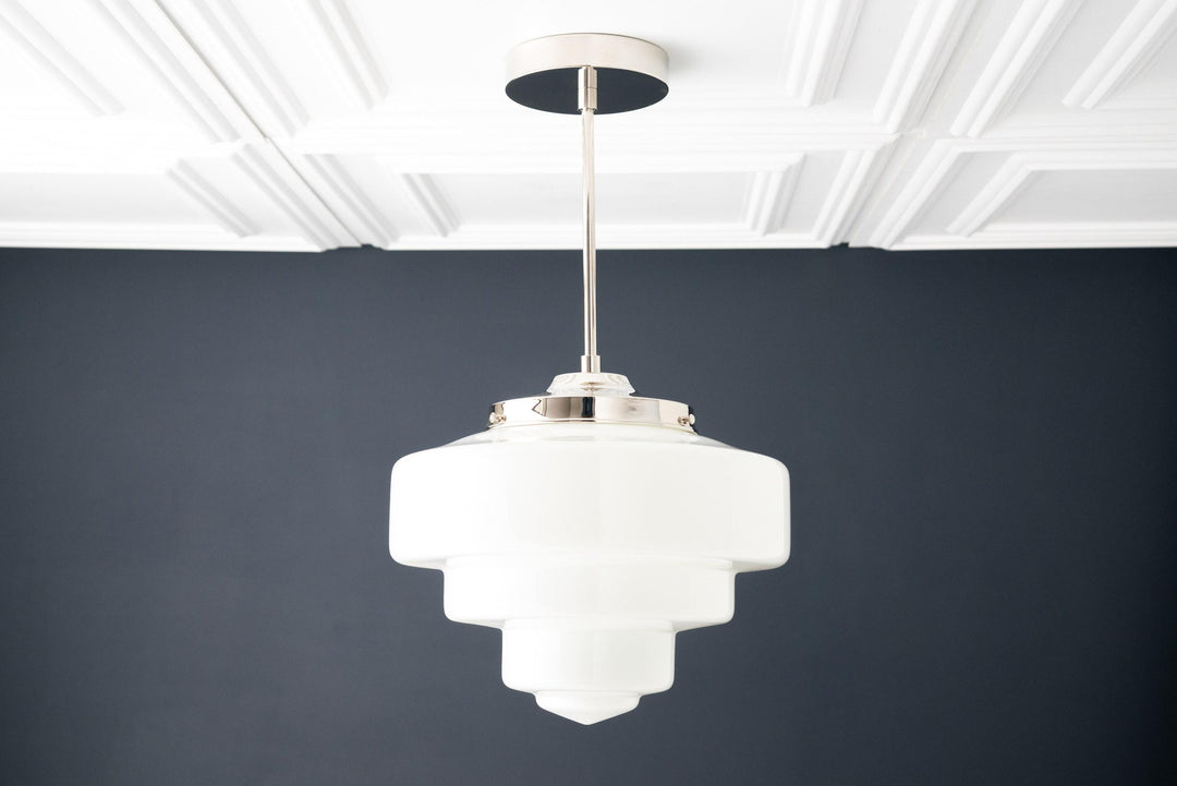 Geotower Glass Contemporary Glass Ceiling Pendant Lamp– Art Deco Light for Living Space