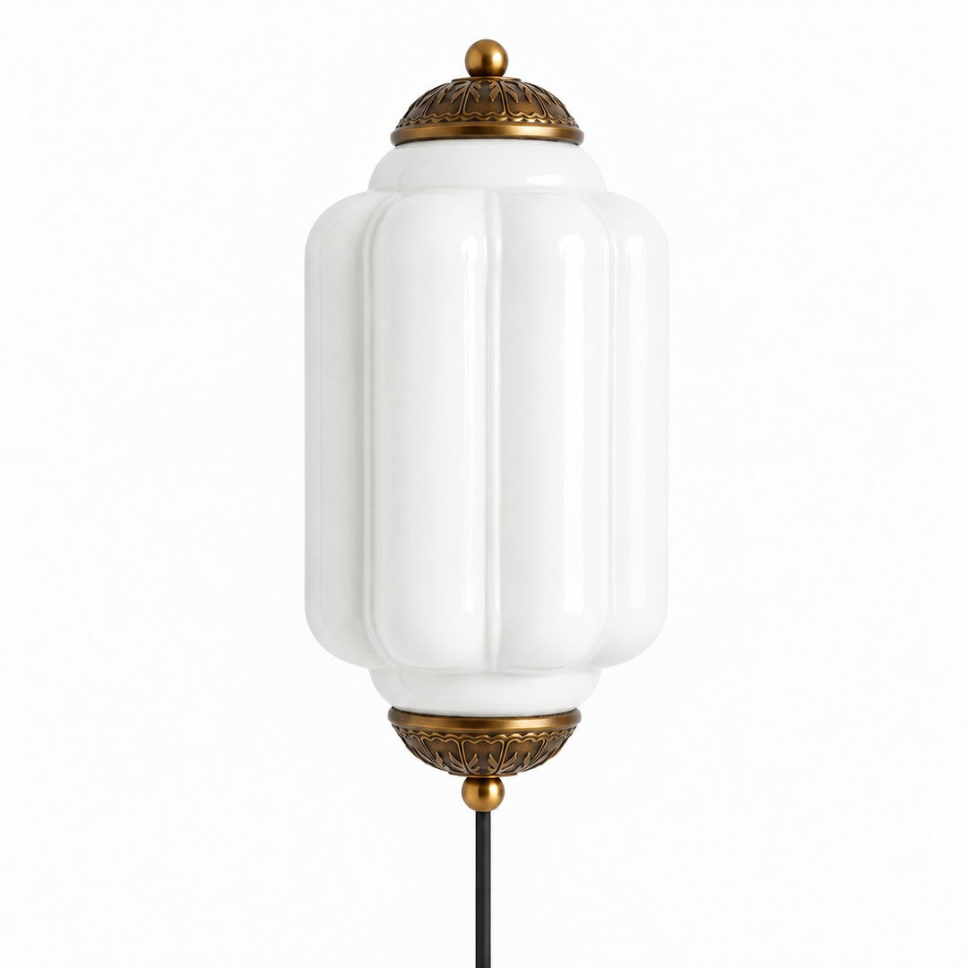 Eloise fluted milk-glass plug-in wall sconce
