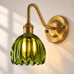 Bild in Gallery-Viewer laden, Vintage Brass Flower Glass Wall Lamp