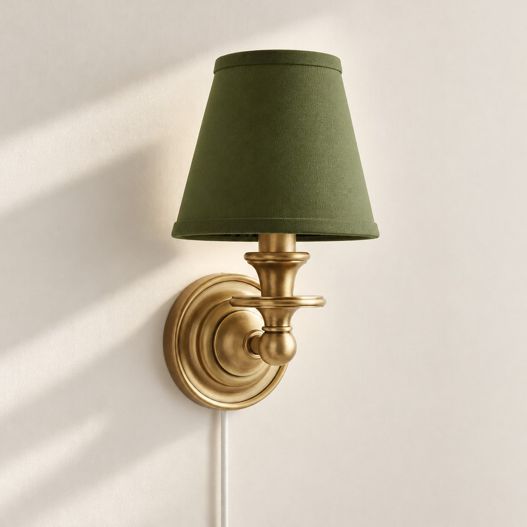 Rowan No-Wire Flat Drum Shade Wall Sconce – Plug-In Fabric Wall Light
