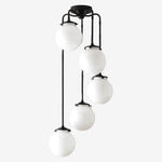 Load image into Gallery viewer, Glorica Glass Modern Brass &amp; Opal Hanging Light Fixture – Contemporary Globe Chandelier for Home
