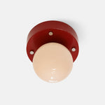 Load image into Gallery viewer, Round red and cream glass LED flush mount ceiling light