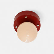 Round red and cream glass LED flush mount ceiling light