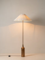 Load image into Gallery viewer, Lindi - aged brass and linen scalloped floor lamp
