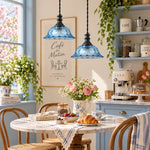 Cargar imagen en el visor de la Galería, Vintage Fluted Glass Pendant Light for Kitchen &amp; Dining