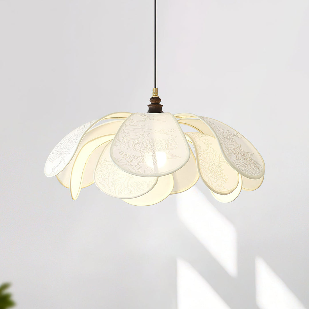 Layered Floral Fabric Plug-In Pendant
