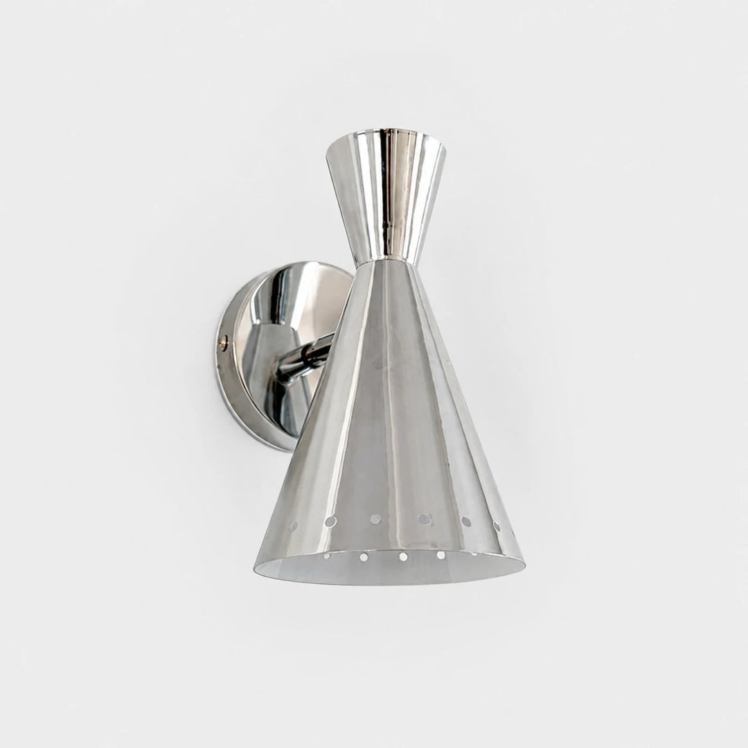 Bauhaus polished cone wall sconce on white background