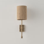 Charger l'image dans la visionneuse de galerie, Applique murale Atticus avec abat-jour en tissu - Lampe murale moderne en laiton pour chambre et couloir