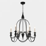 Load image into Gallery viewer, Black six-light vintage iron candle chandelier