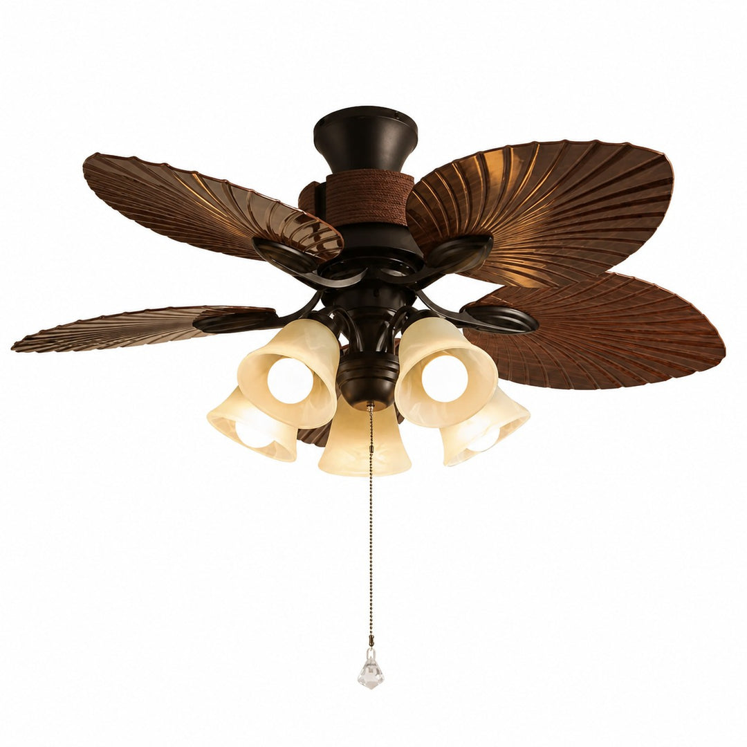 Tropical Leaf Blade Ceiling Fan with Light