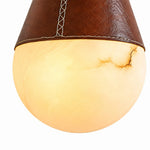 Cargar imagen en el visor de la Galería, Vintage Leather Faux Marble Teardrop Pendant Light for Dining Rooms and Bedside