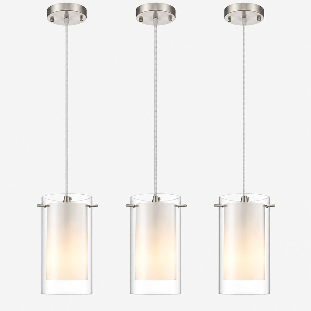 Modern Double Glass Pendant Light With Chrome Finish