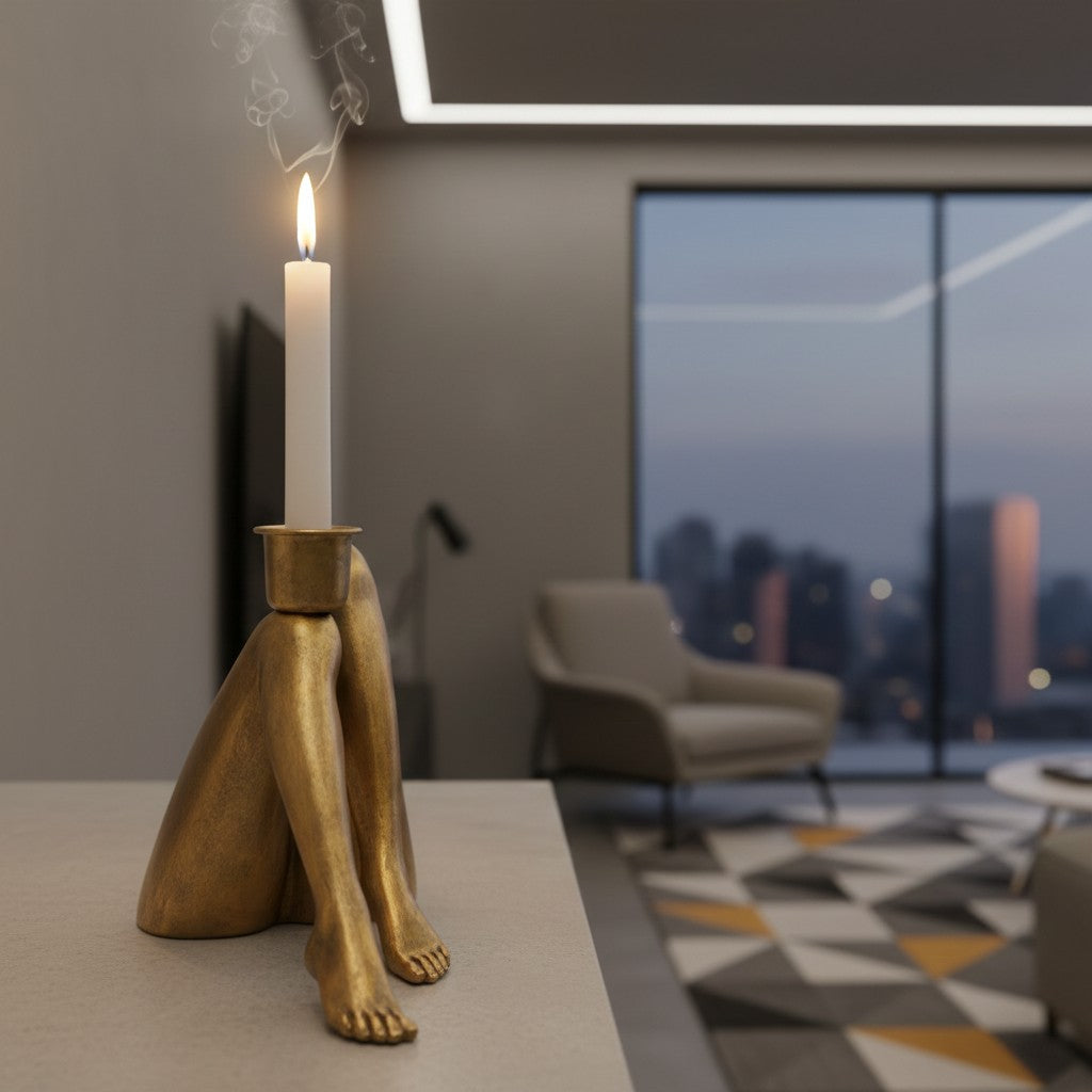 Kickra Modern Designer Candle Holder with Gold Leg-Inspired Base U22