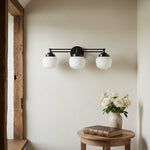 Bild in der Galerieansicht laden, Opalume Glass Art Deco Vanity Light - Bathroom Wall Sconce with White Glass Shades
