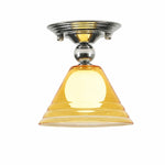Cargar imagen en el visor de la Galería, Light Yellow Glass Pendant Light With Chrome Canopy