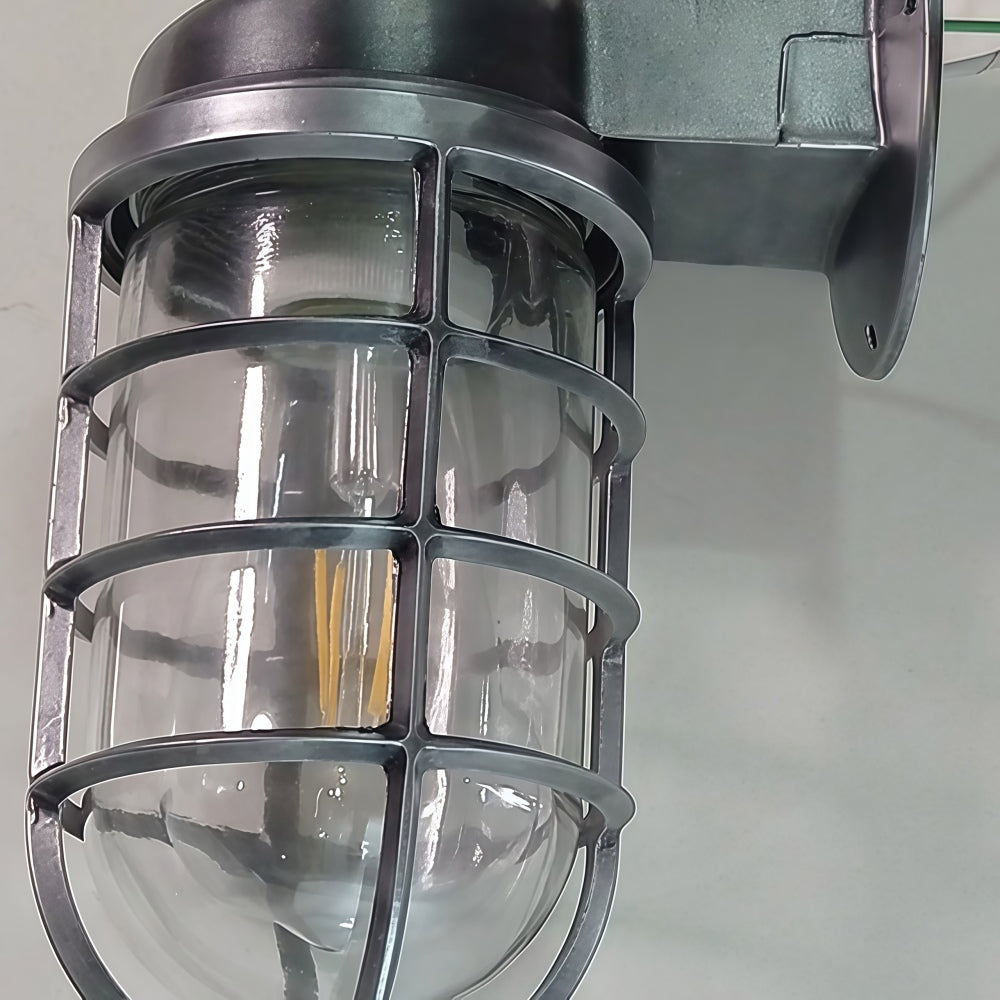 Patnox Clear Glass Industrial Wall Sconce
