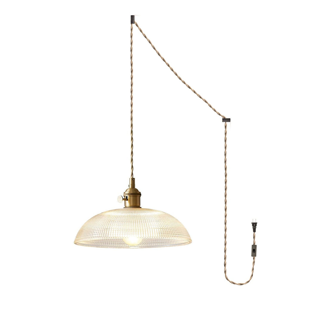 Polished Brass Domed Glass Plug-In Pendant
