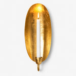 Bild in Gallery-Viewer laden, Gold Leaf Metal Wall Candle Holder – Round &amp; Oval Sconce Designs