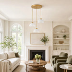 Load image into Gallery viewer, Milk glass pendant lighting installed above a dining area