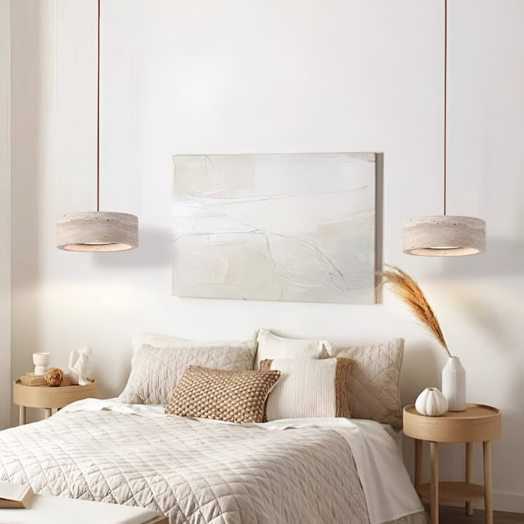 Suspension en pierre travertin style Wabi Sabi