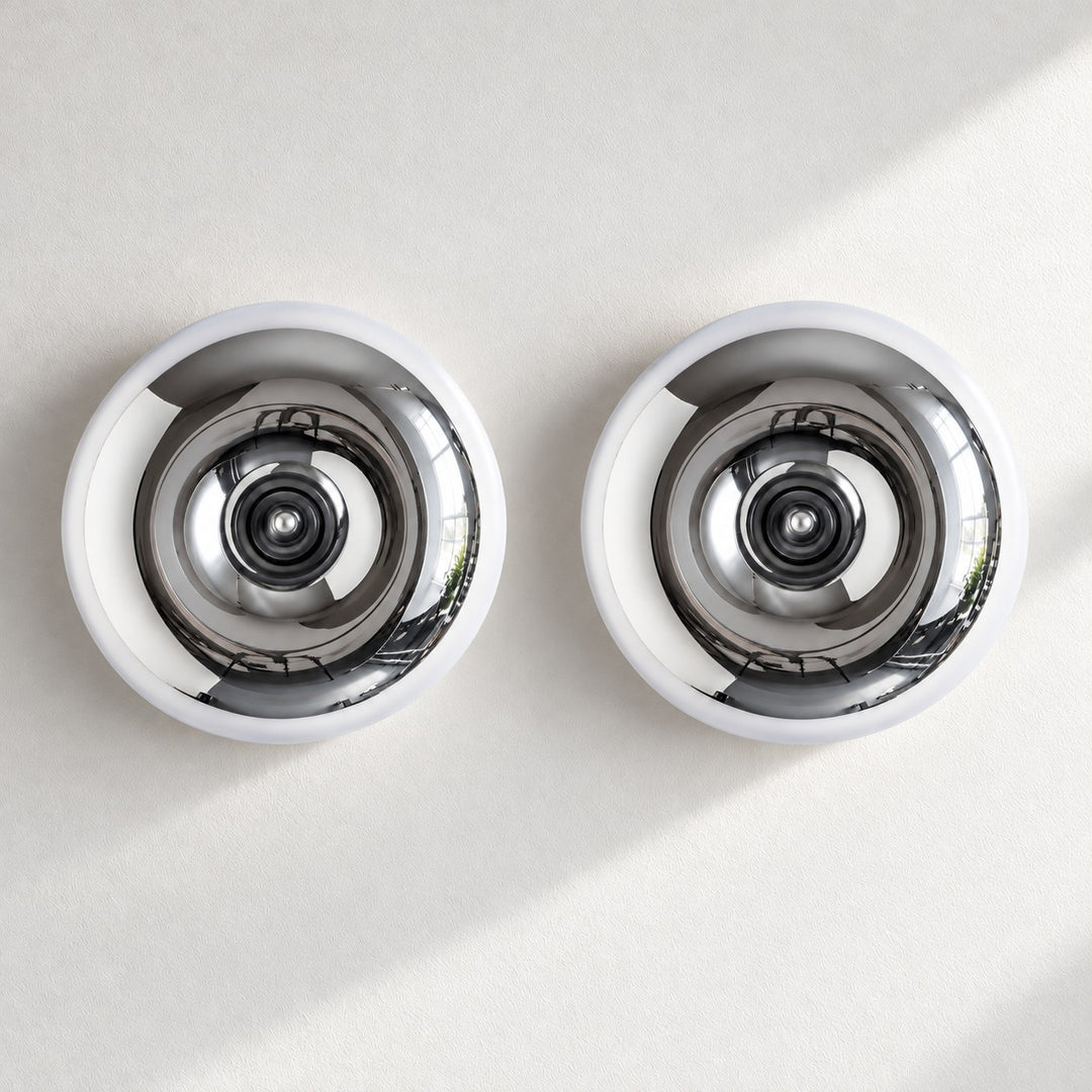 Round Disc Centre Button Blown Glass Wall Light