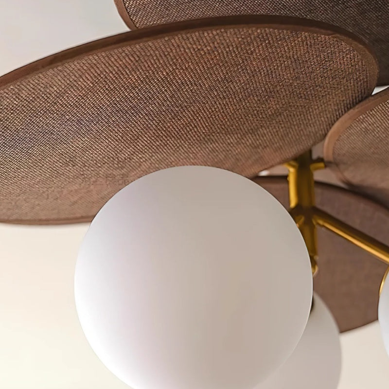 Lustre à feuilles en cascade Orrise - Métal et bois modernes pour chambres et salons