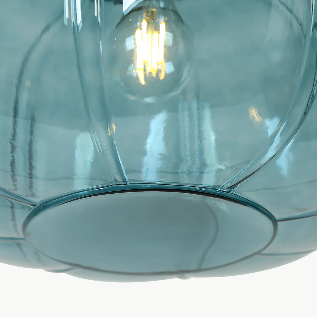Ribbed Glass Single-Light Dome Pendant Light