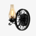 Cargar imagen en el visor de la Galería, Black wagon wheel wall sconce with one light head