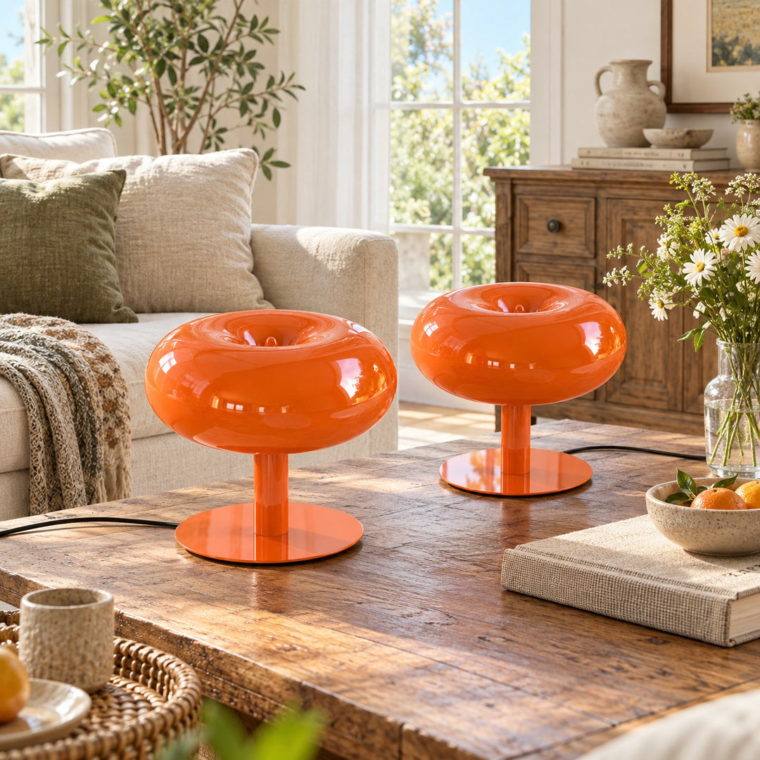 Rounded Glass Slim Stem Blown Glass Table Lamp