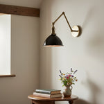 Cargar imagen en el visor de la Galería, Conique Metal Vintage Industrial Swing Arm Wall Lamp - Adjustable Dome Shade for Study
