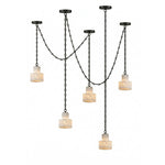 Charger l'image dans la visionneuse de galerie, Black Metal Alabaster Frosted Shade Hardwired Chandelier