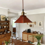 Cargar imagen en el visor de la Galería, Leather pyramid pendant lamp above a kitchen dining counter