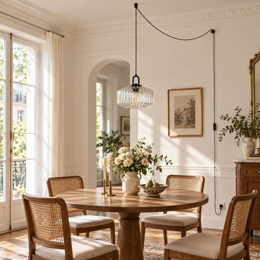 Farmhouse Plug-in Glass Pendant Light for Kitchen Island
