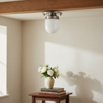 Cargar imagen en el visor de la Galería, Opalume Glass Flush Mount Ceiling and Wall Light - Art Deco Small Globe Fixture
