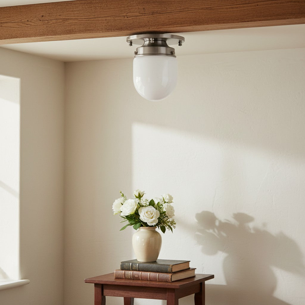 Opalume Glass Flush Mount Ceiling and Wall Light - Art Deco Small Globe Fixture